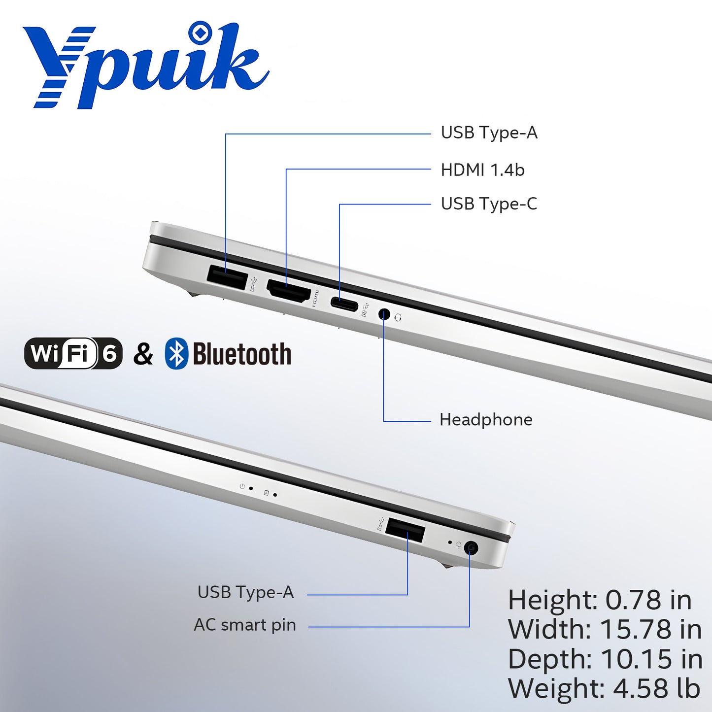Ypuik 17 inch laptops, i7-1355U 16GB RAM 512GB SSD, 15.6." FHD IPS, Copilot AI, Wi-Fi 6 & BT 5.4 Business laptops