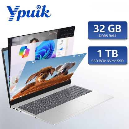 Ypuik 17 inch laptops, i7-1355U 16GB RAM 512GB SSD, 15.6." FHD IPS, Copilot AI, Wi-Fi 6 & BT 5.4 Business laptops