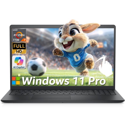 Dell 15 Touchscreen Laptop, AMD Ryzen 7 7730U (Beats i7-1355U), 20GB RAM, 512GB NVMe SSD, Windows 11 Pro, 15.6" FHD IPS, Copilot AI, Type-C, HDMI, Black, 2026 Model