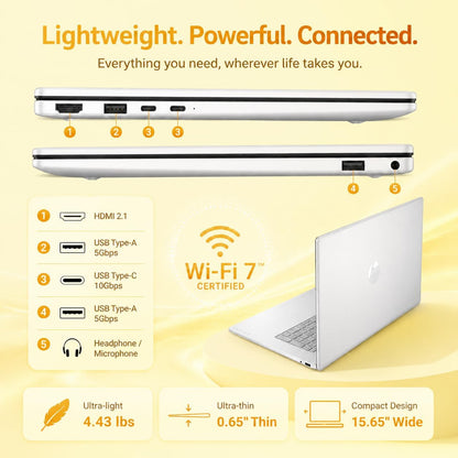 HP OmniBook 3 17.3" Laptop, AMD Ryzen 5 40, 8GB RAM, 512GB PCIe SSD, 17 inch FHD IPS Display, Wi-Fi 7, Privacy Webcam, Windows 11 Pro