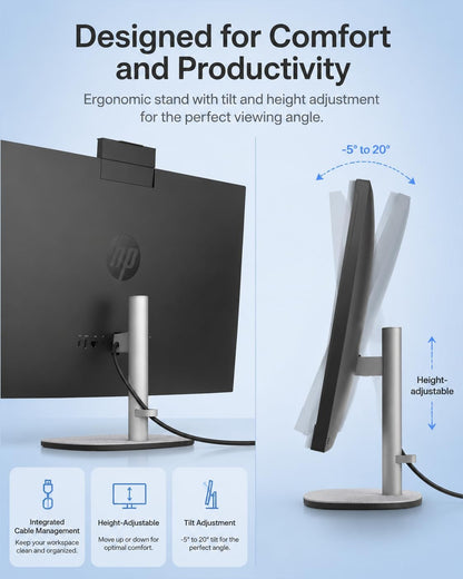 HP 27" All-in-One Desktop Computer, 27-inch FHD IPS Touchscreen, AMD Ryzen AI 7 350, 16GB DDR5, 1TB SSD, Wi-Fi 6, Bluetooth, Windows 11 Pro