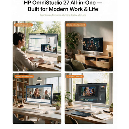 HP OmniStudio 27" All-in-One Desktop Computer, 27-inch FHD IPS Touchscreen, Intel Core Ultra 7 355U, 32GB DDR5, 1TB SSD, Wi-Fi 7, Windows 11 Pro