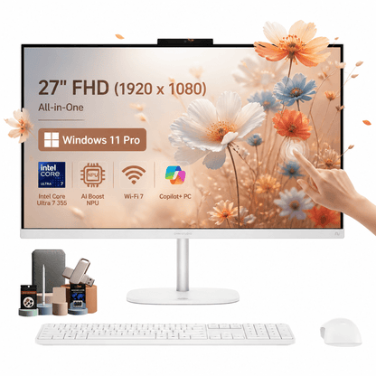 HP OmniStudio 27" All-in-One Desktop Computer, 27-inch FHD IPS Touchscreen, Intel Core Ultra 7 355U, 16GB DDR5, 1TB SSD, Wi-Fi 7, Windows 11 Pro
