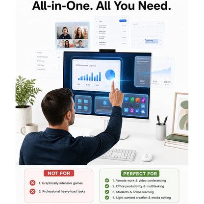 HP OmniStudio 27" All-in-One Desktop Computer, 27-inch FHD IPS Touchscreen, Intel Core Ultra 7 355U, 16GB DDR5, 1TB SSD, Wi-Fi 7, Windows 11 Pro